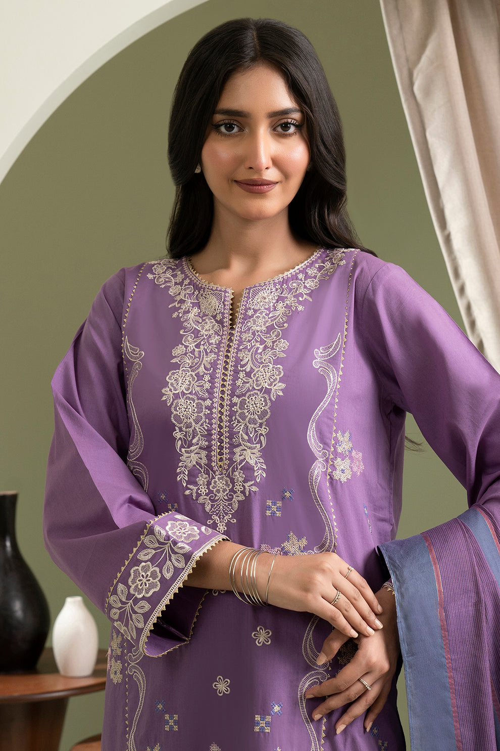 ZELLBURY | Unstitch 3 Pc Embroidered Jacquard
