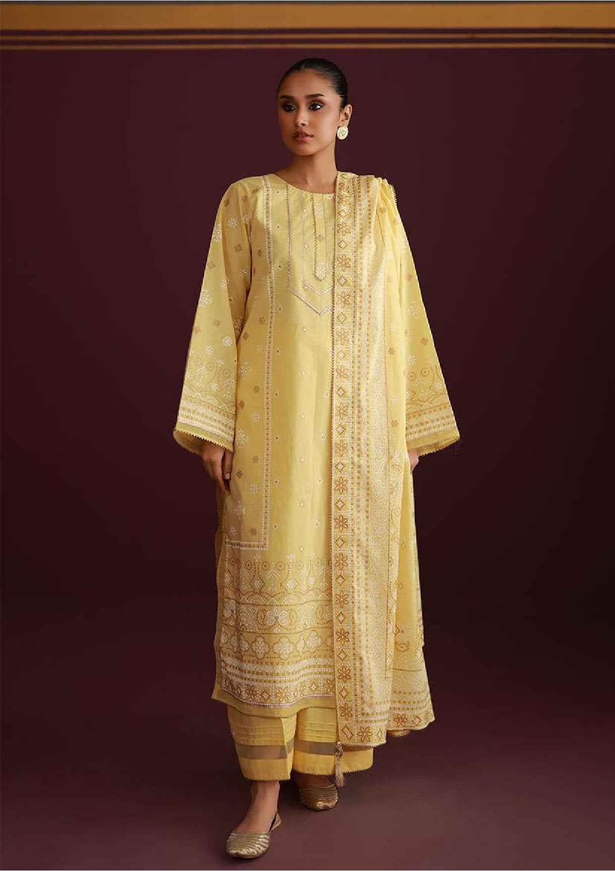 Zellbury | Unstitch 3 Pc Glitter Paste Printed Lawn Collection