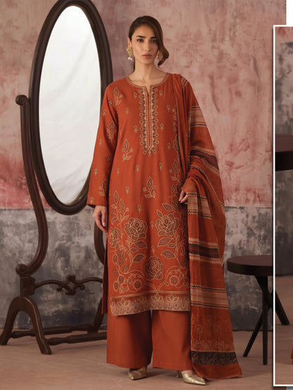 Rust orange Shokh Chunchal suit, complete outfit