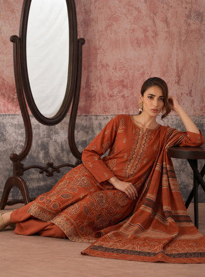 Rust orange Shokh Chunchal suit, alternate outfit view