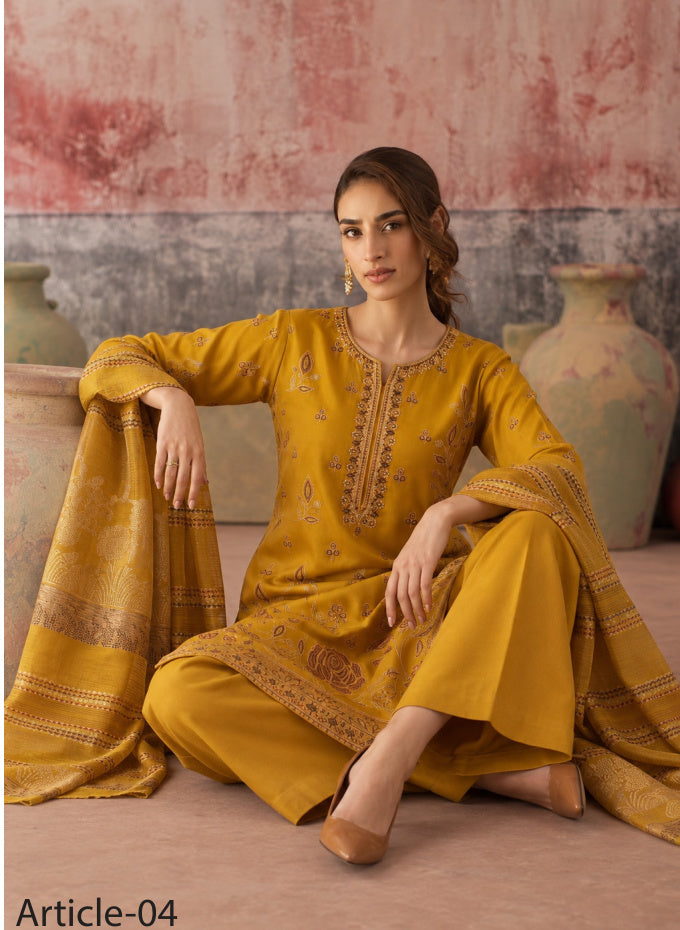Mustard yellow Shokh Chunchal suit, alternate outfit view