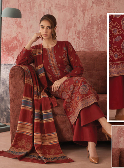 Maroon red Shokh Chunchal suit, alternate outfit view