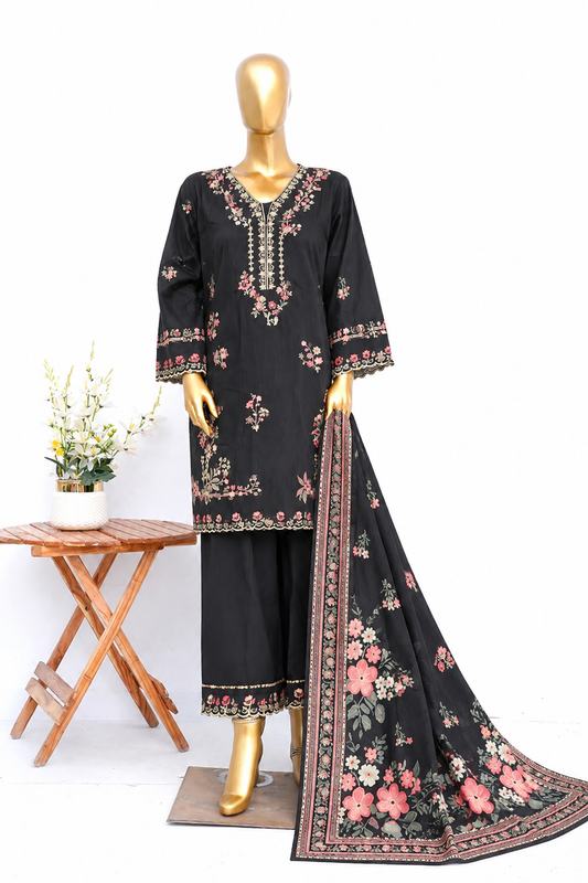 Bin Saeed | Stitch 3Pc Embroidered Khaddar With Plazo Trouser