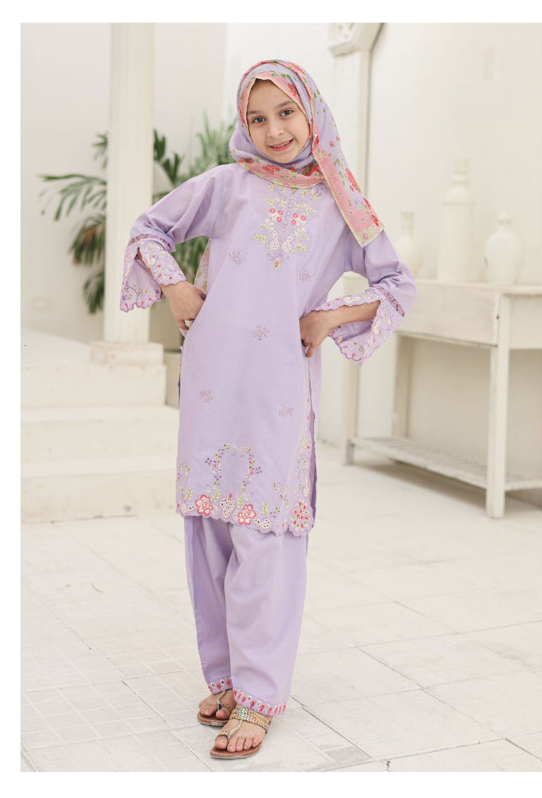 Suntex Fabrics | Shifa Kids Stitched 3 Pc Embroidered Lawn Festive Eid Collection