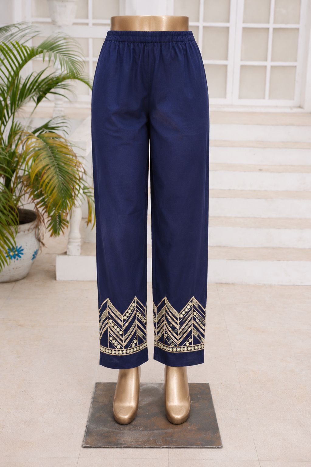 SADA BAHAR | Stitched Embroidered Raw Silk Trousers