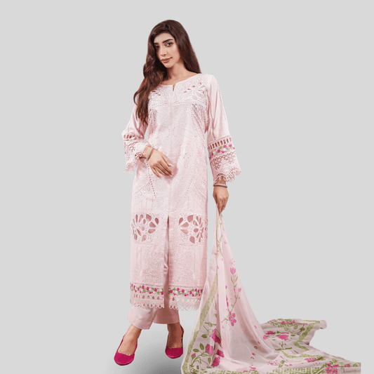 Silwalo | Exclusive Stitched 3 Pc Embroidered Cotton Collection with Chiffon Dupatta – Vol 2