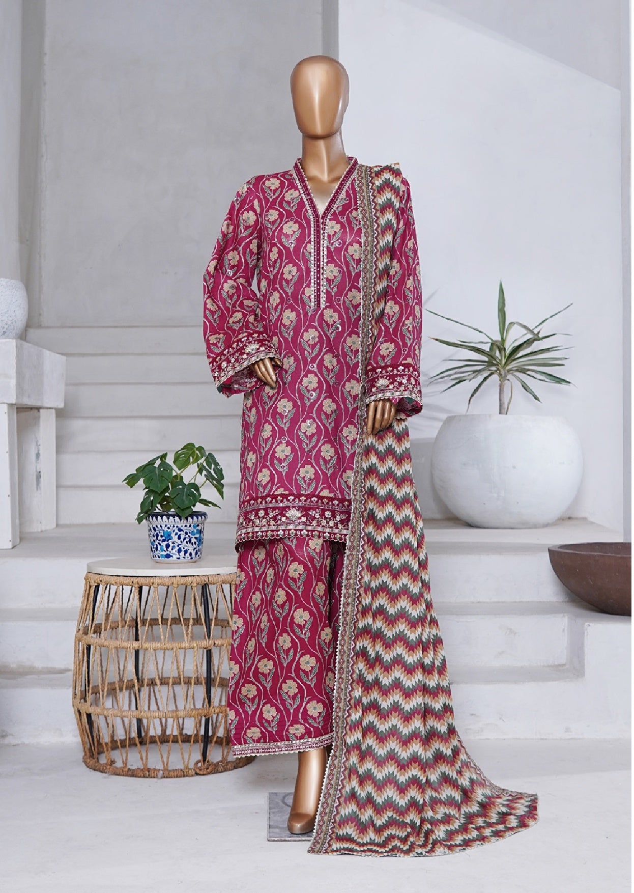 Bin Saeed | Stitched 3PC Luxury Embroidered Chikankari Cotton Collection