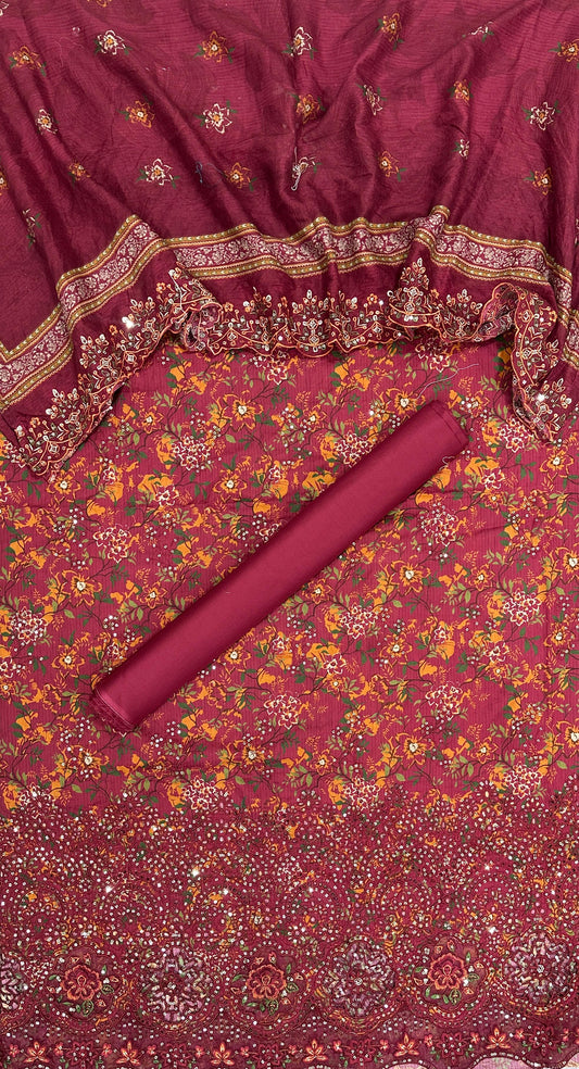 Bin Saeed | Unstitched 3-Piece Embroidered Cotton