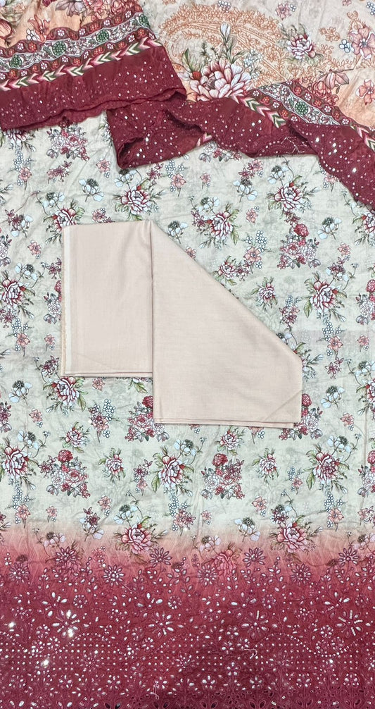 Bin Saeed | Unstitched 3-Piece Embroidered Cotton