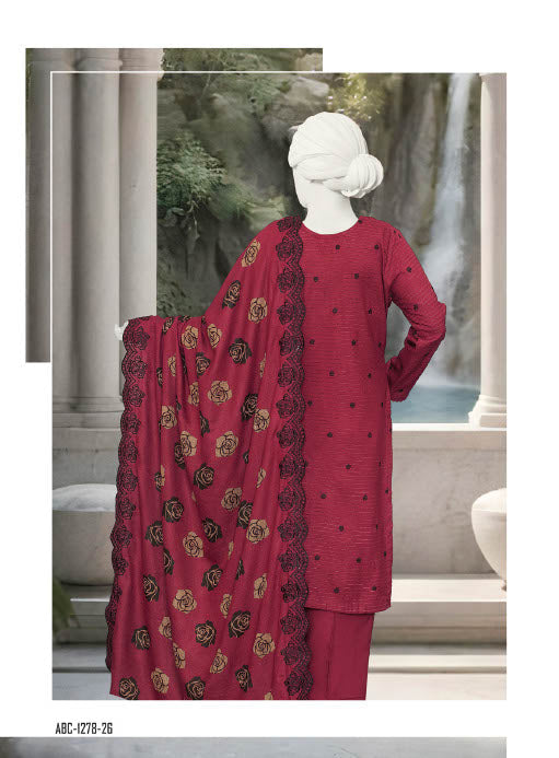 Zahay Naseeb by ABC | Unstitch 3 Pc Embroidered Velvet Zarri Winter Collection Vol 2