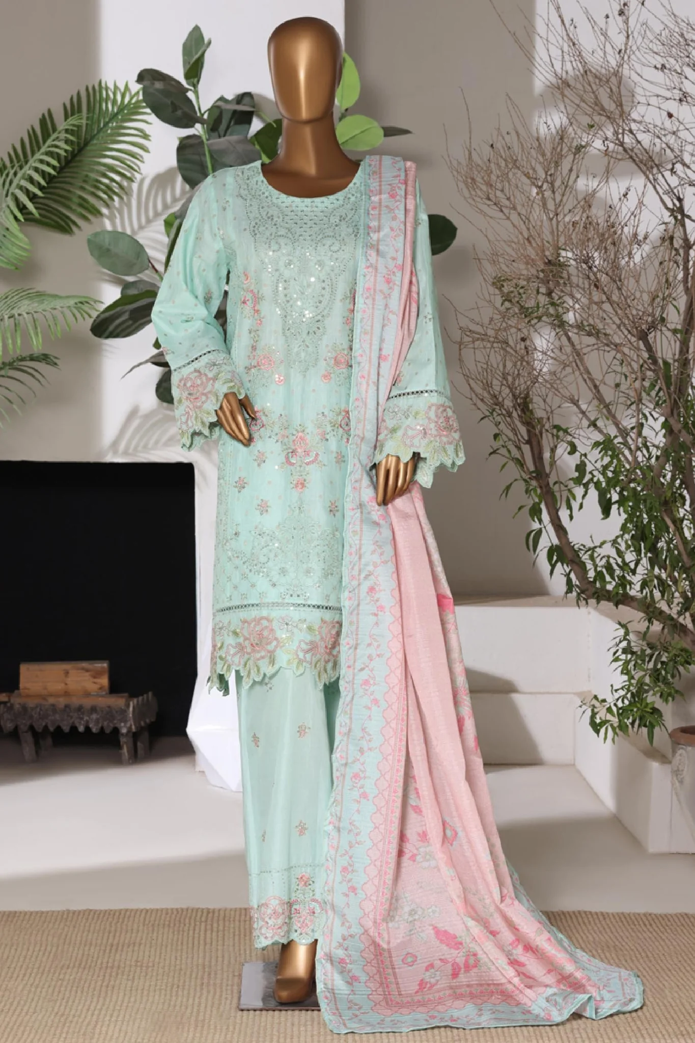 BIN SAEED | Stitched 3pc Embroidered Jacquard Lawn