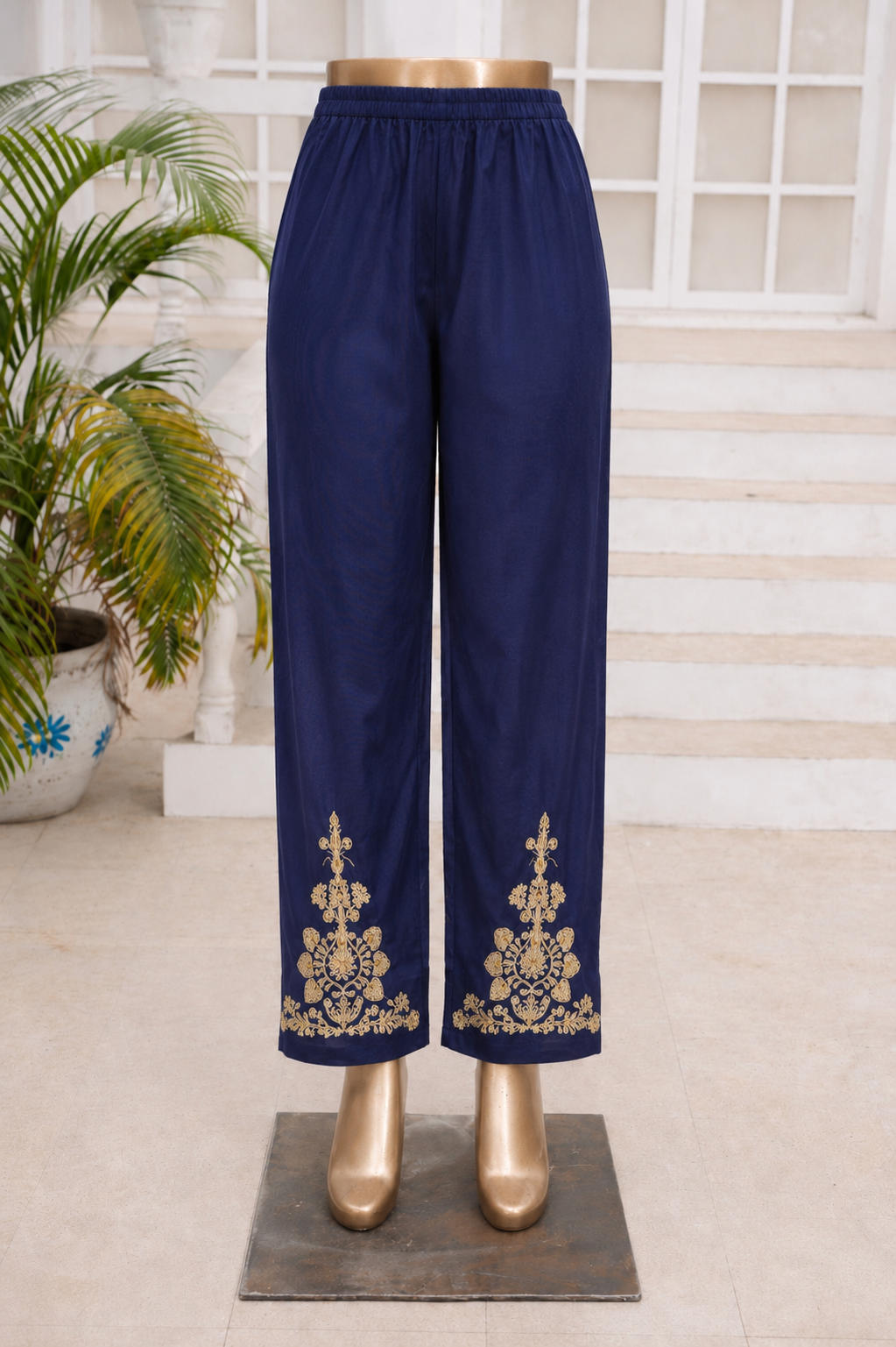 SADA BAHAR | Stitched Embroidered Raw Silk Trousers