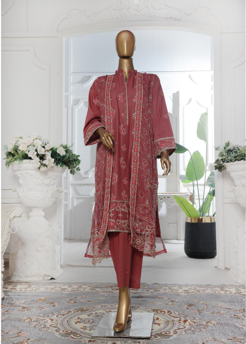 Bin Saeed | Stitched Embroidered Lawn With Gown In Sale