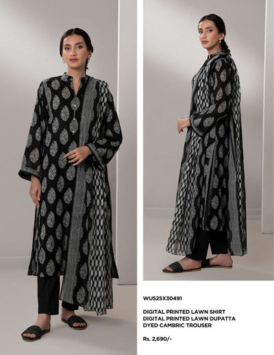 Zellbury | Unstitched 3-Piece Monochrome Printed Lawn Collection