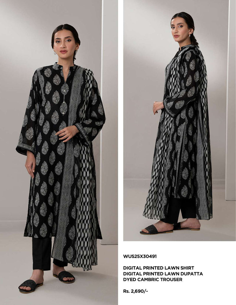 Zellbury | Unstitched 3-Piece Monochrome Printed Lawn Collection
