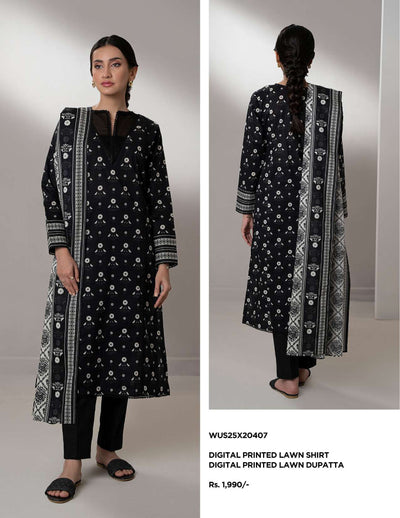 Zellbury | Unstitched 2pc Monochrome Printed Lawn Collection