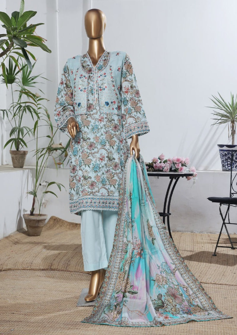 Bin Saeed Stitched Embroidered Lawn Gown