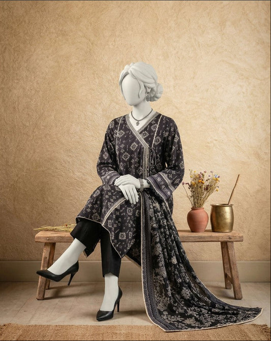 J. Panjnad | Unstitched Black and White Printed Lawn 3 Piece Collection