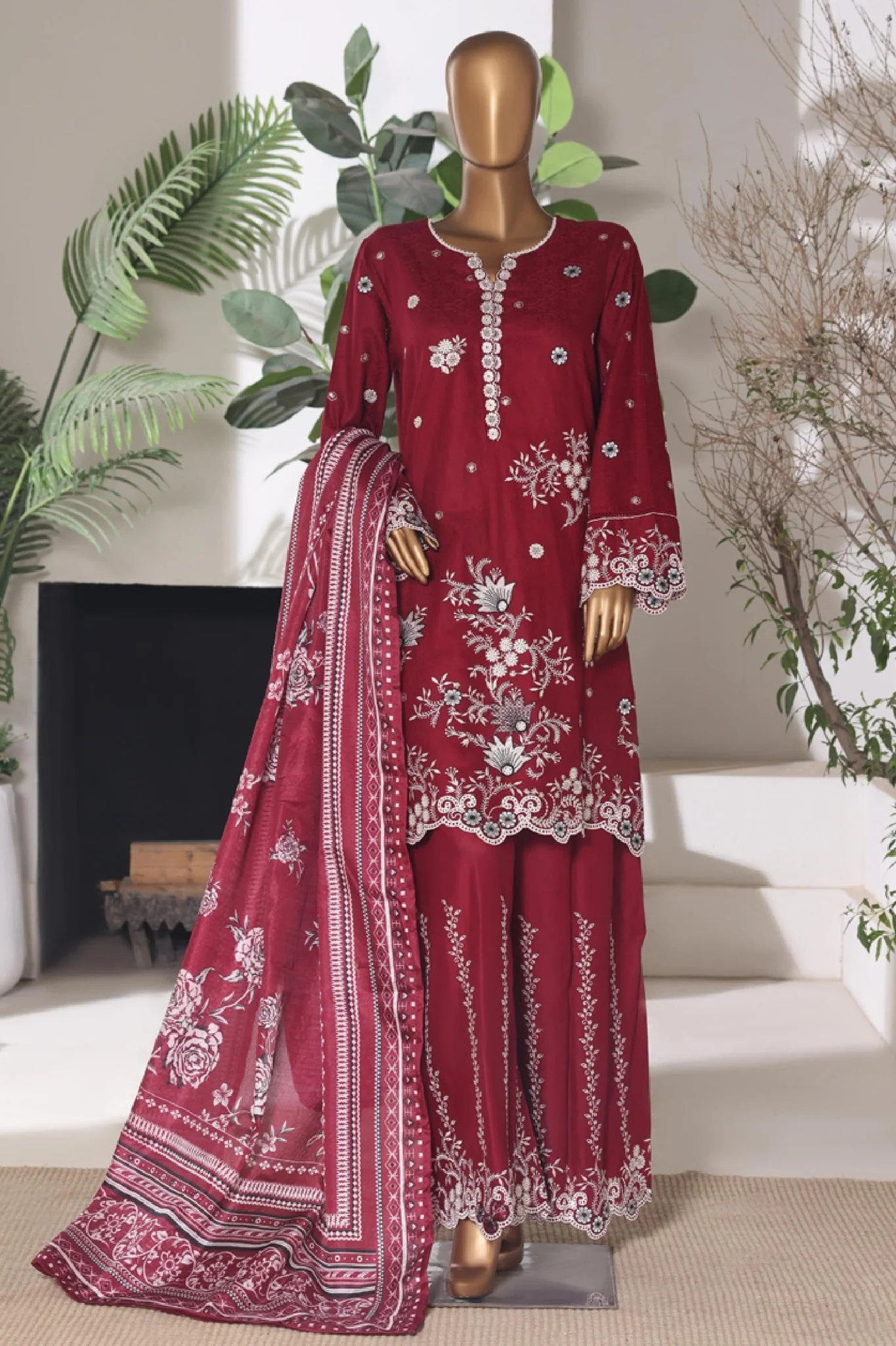 BIN SAEED | Stitched 3pc Embroidered Jacquard Lawn