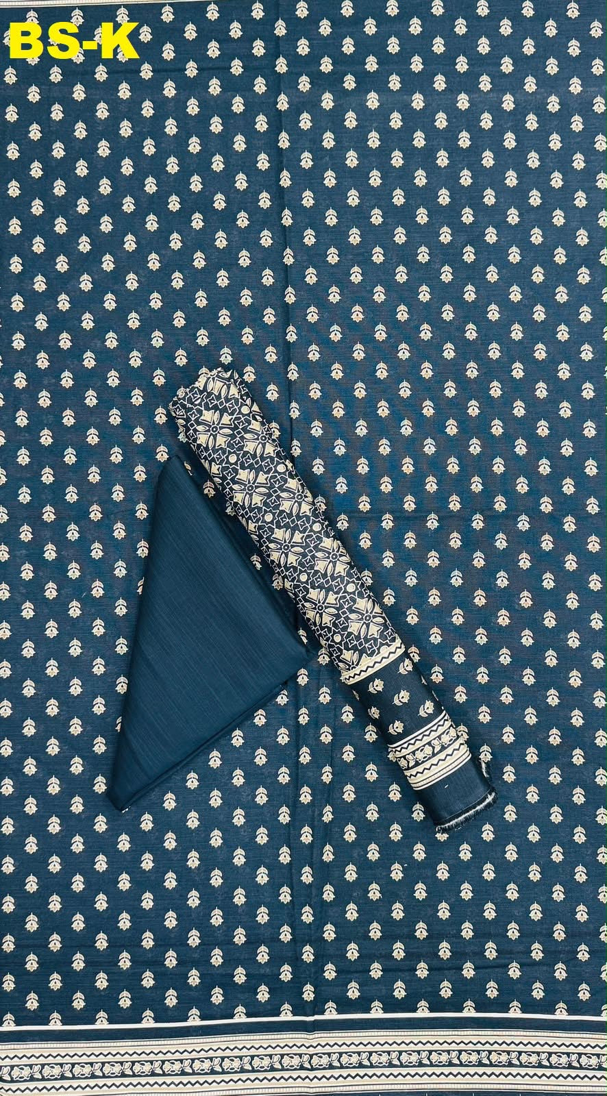 Teal Blue | Bin Saeed | Unstitched 3Pc Printed Khaddar
