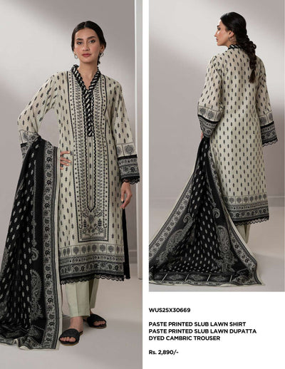 Zellbury | Unstitched 3-Piece Monochrome Printed Lawn Collection