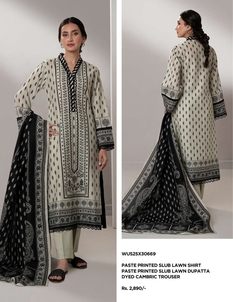 Zellbury | Unstitched 3-Piece Monochrome Printed Lawn Collection