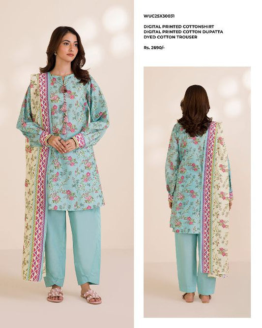 ZELLBURY | Unstitched 3PC Printed Cotton