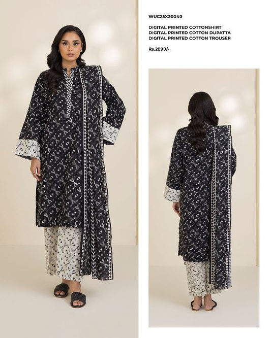 ZELLBURY | Unstitched 3PC Printed Cotton