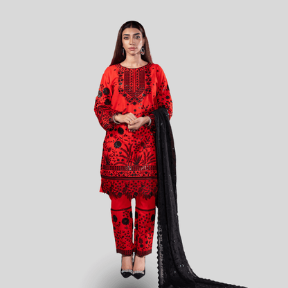 Silwalo | Exclusive Stitched 3 Pc Embroidered Cotton Collection with Chiffon Dupatta – Vol 2