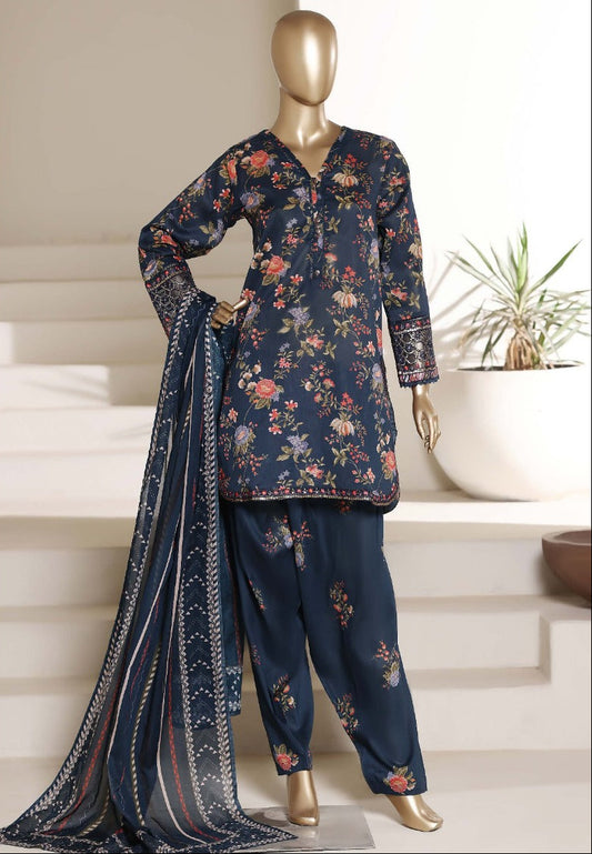 Malika by Sada Bahar | Stitch 3 Pc Embroidered Lawn with Shalwar Collection
