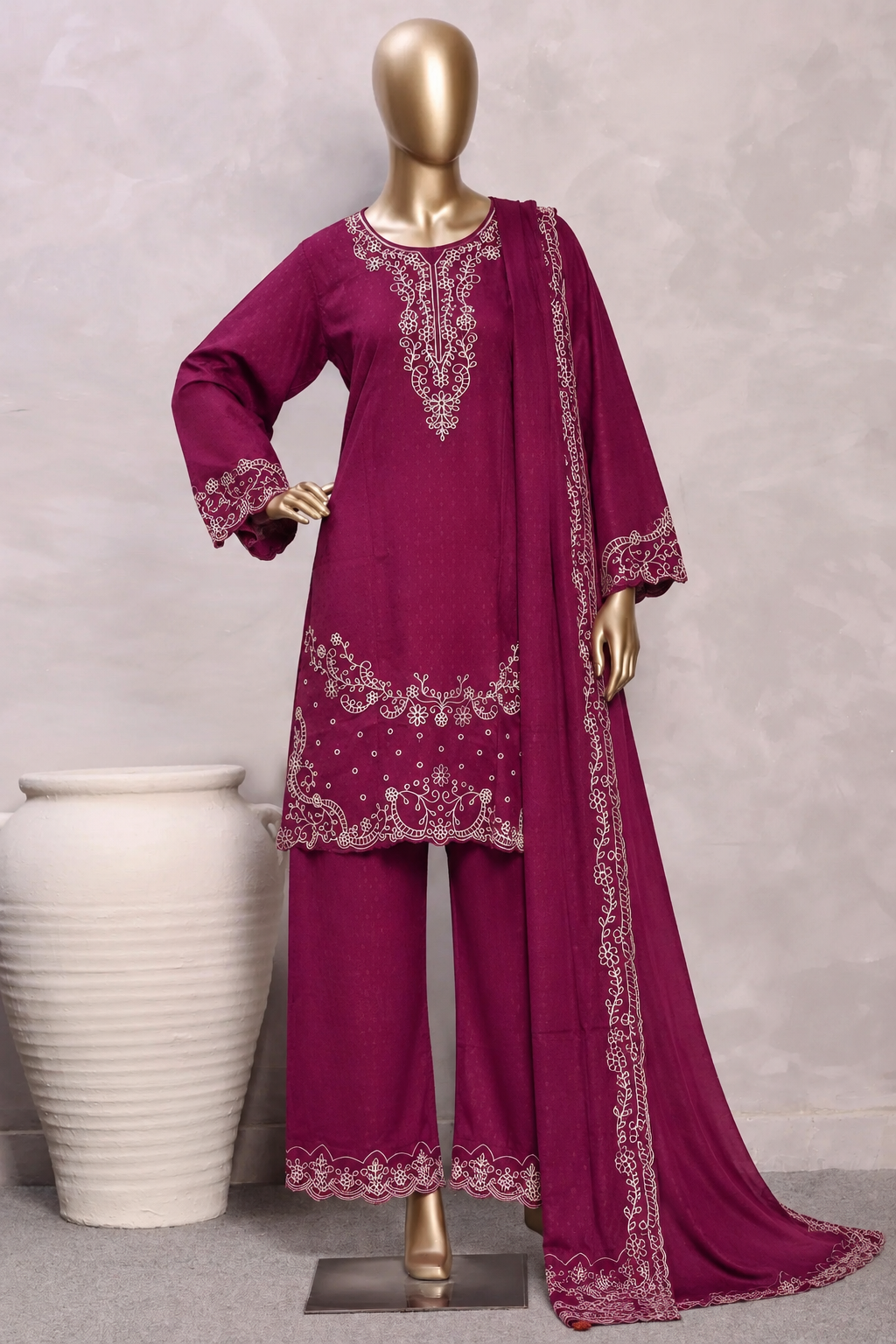 Bin Saeed | Stitch 3pc Embroidered Marina with shawl