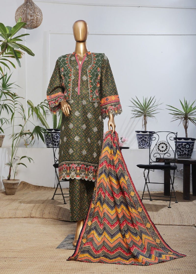 Bin Saeed Stitched Embroidered Lawn Gown