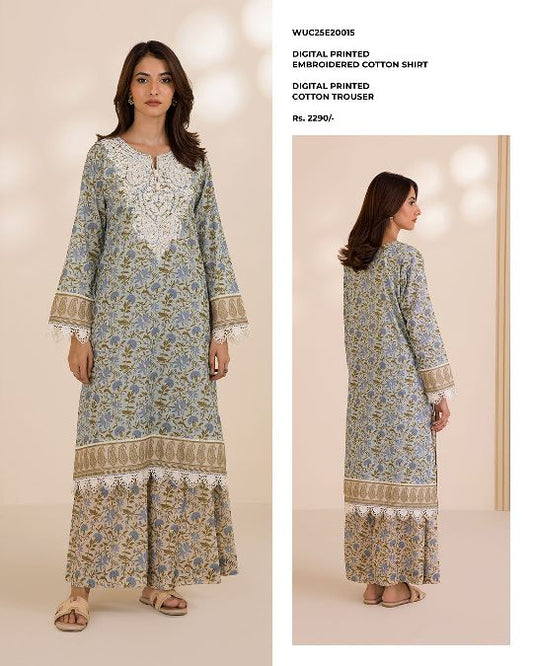 Zellbury Unstitched Printed Embroidered Cotton