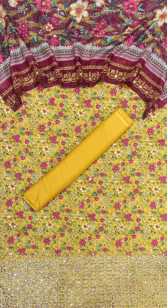 Bin Saeed | Unstitched 3-Piece Embroidered Cotton