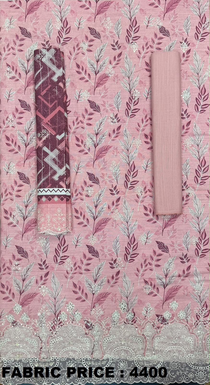 Dusty pink printed Riwayat unstitched embroidered khaddar 3-piece suit