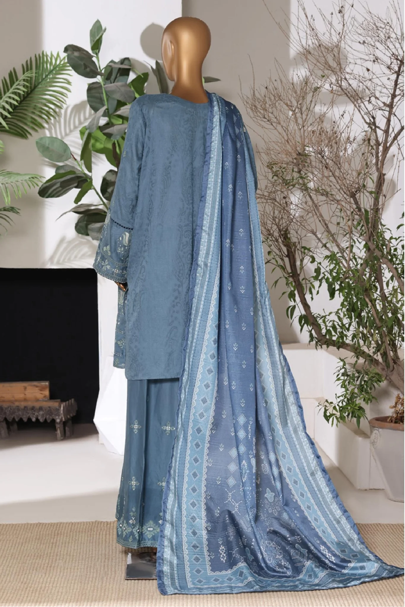 BIN SAEED | Stitched 3pc Embroidered Jacquard Lawn