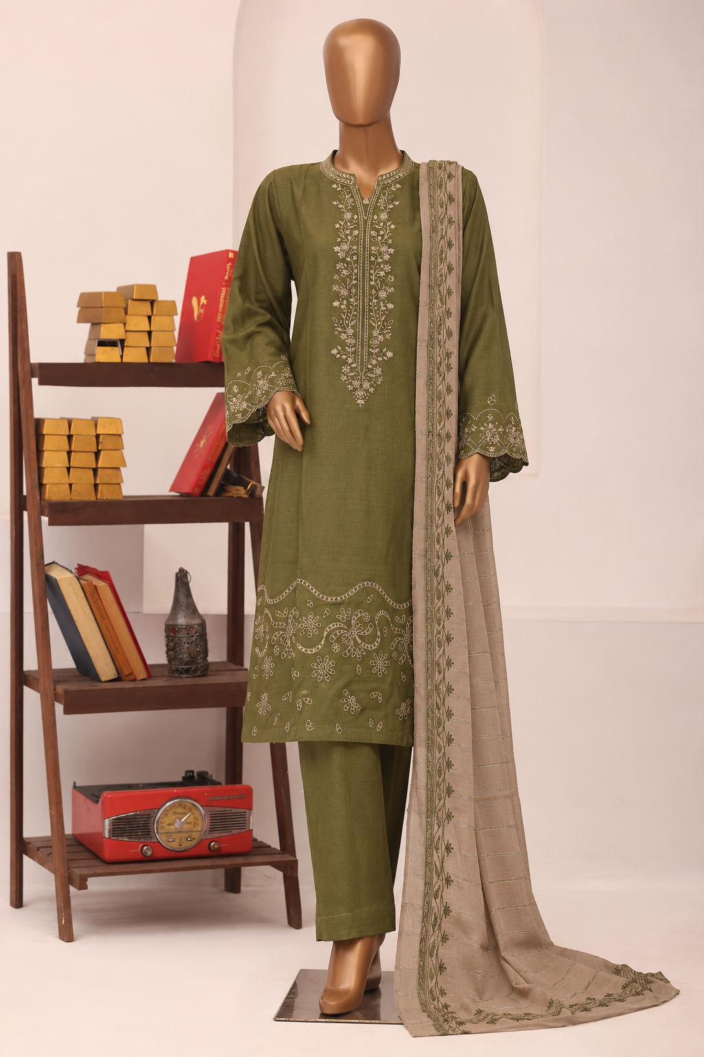 Bin Saeed | Stitch 3pc Embroidered Marina with shawl