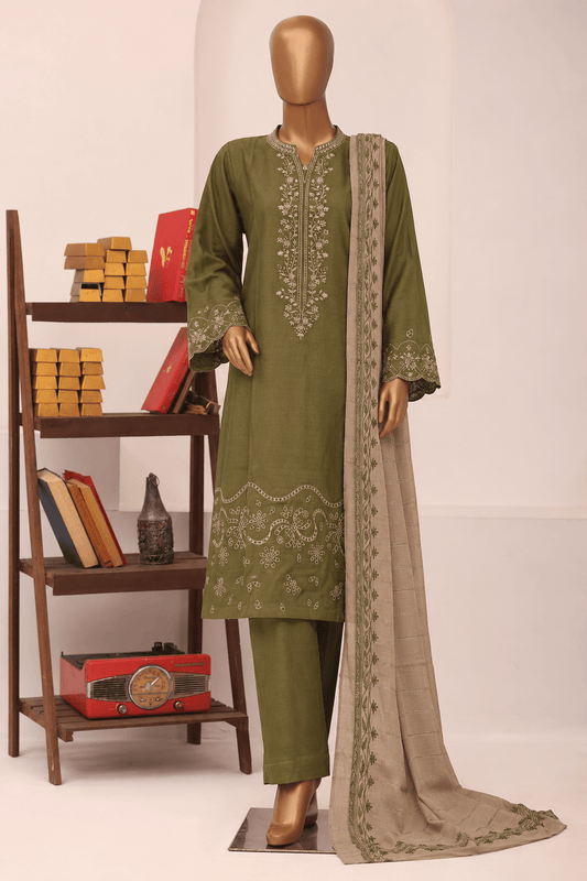 Bin Saeed | Stitch 3pc Embroidered Marina with shawl - BarerahFabrics