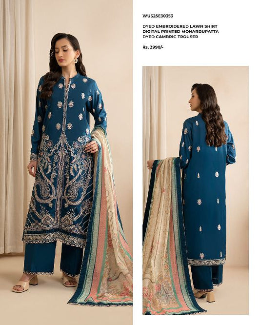 Zellbury | Unstitched 3pc Dyed Embroidered Lawn