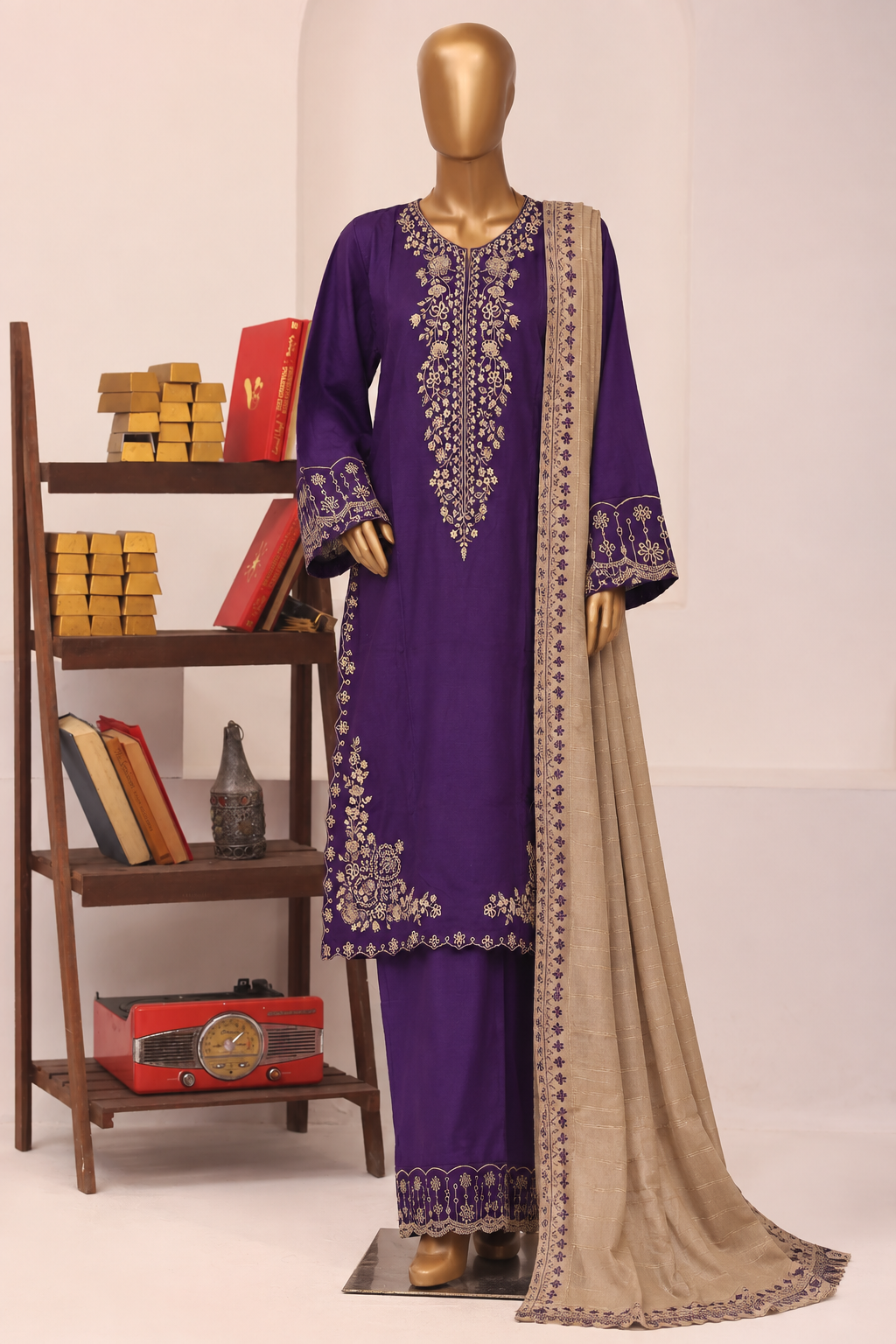 Bin Saeed | Stitch 3pc Embroidered Marina with shawl