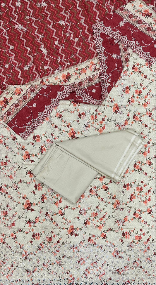 Bin Saeed | Unstitched 3-Piece Embroidered Cotton