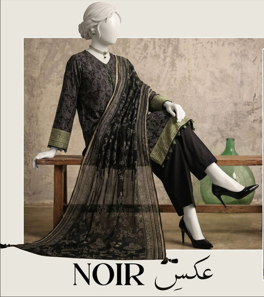 J. Panjnad | Unstitched Black and White Printed Lawn 3 Piece Collection