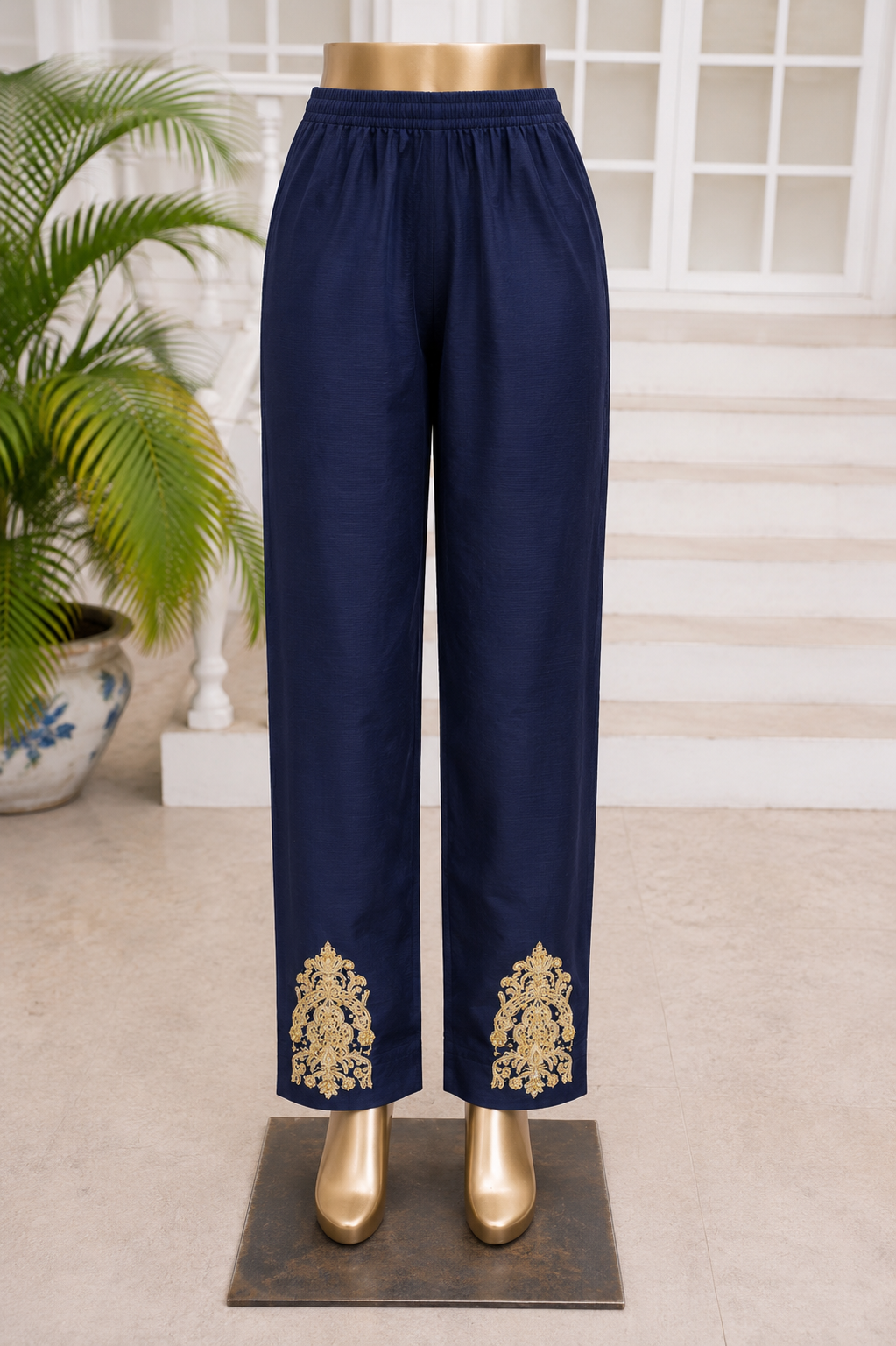 SADA BAHAR | Stitched Embroidered Raw Silk Trousers