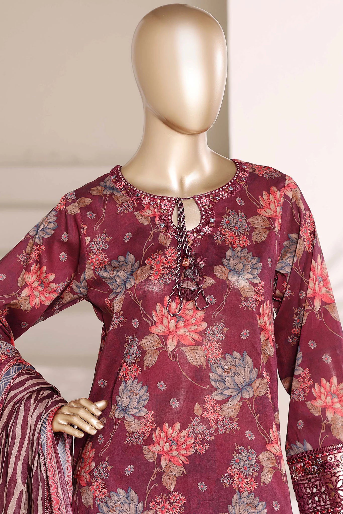 Malika by Sada Bahar | Stitch 3 Pc Embroidered Lawn with Plazo Collection