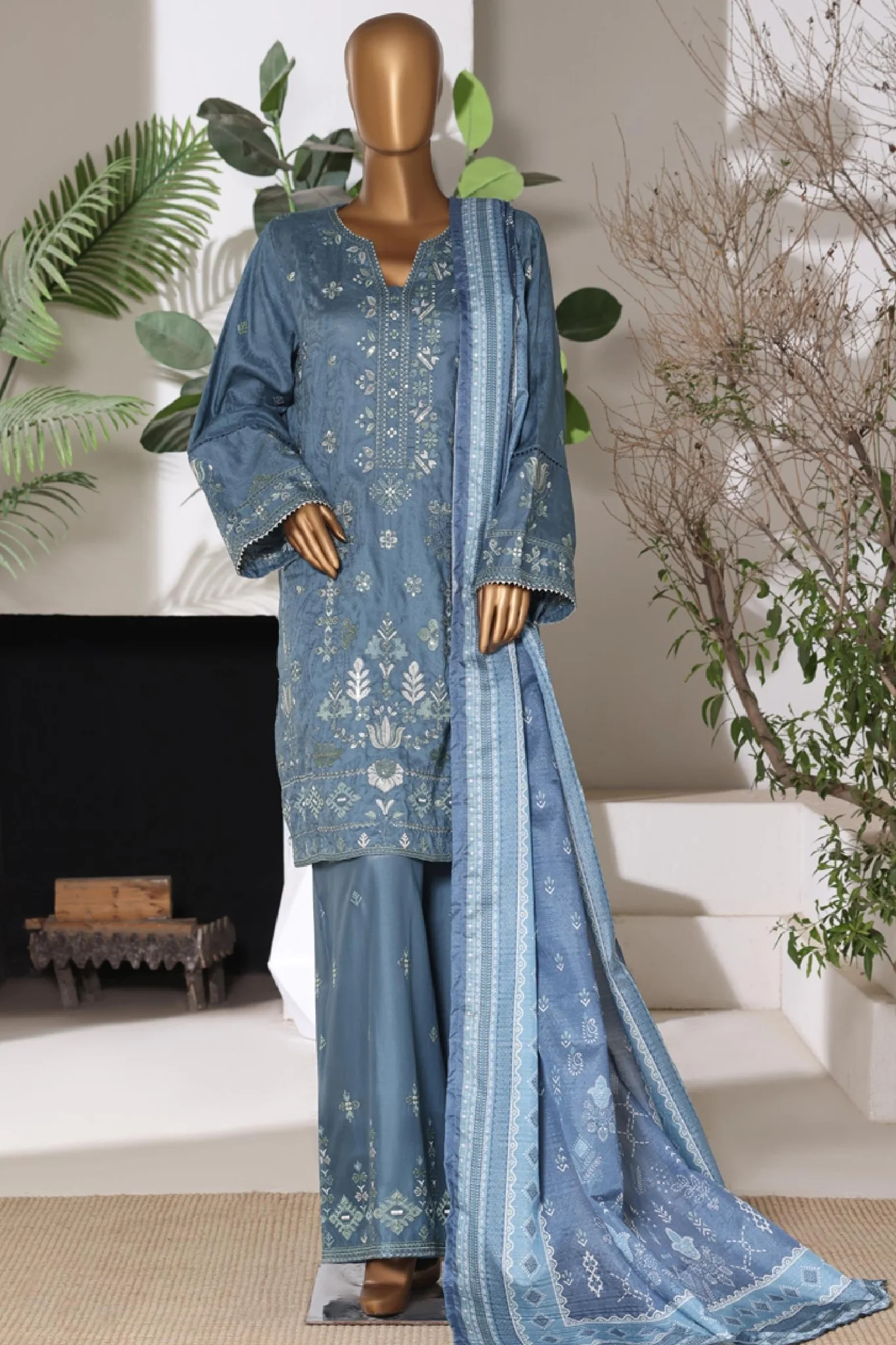 BIN SAEED | Stitched 3pc Embroidered Jacquard Lawn