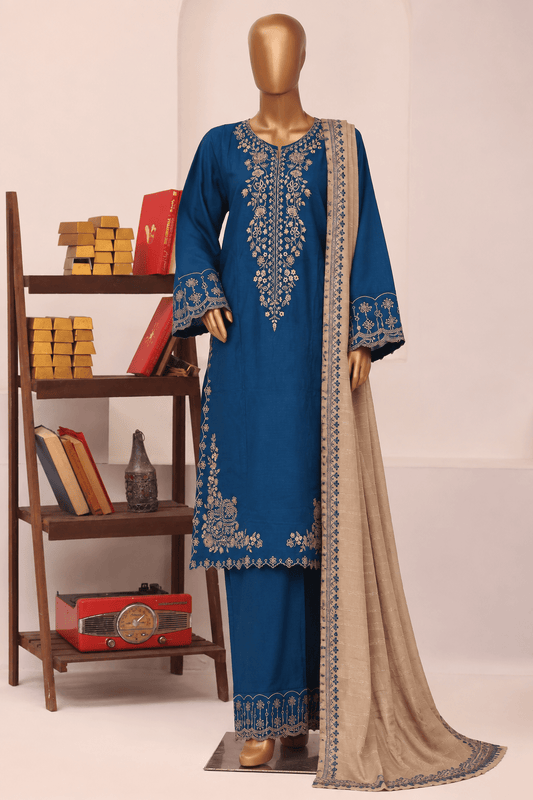 Bin Saeed | Stitch 3pc Embroidered Marina with shawl - BarerahFabrics