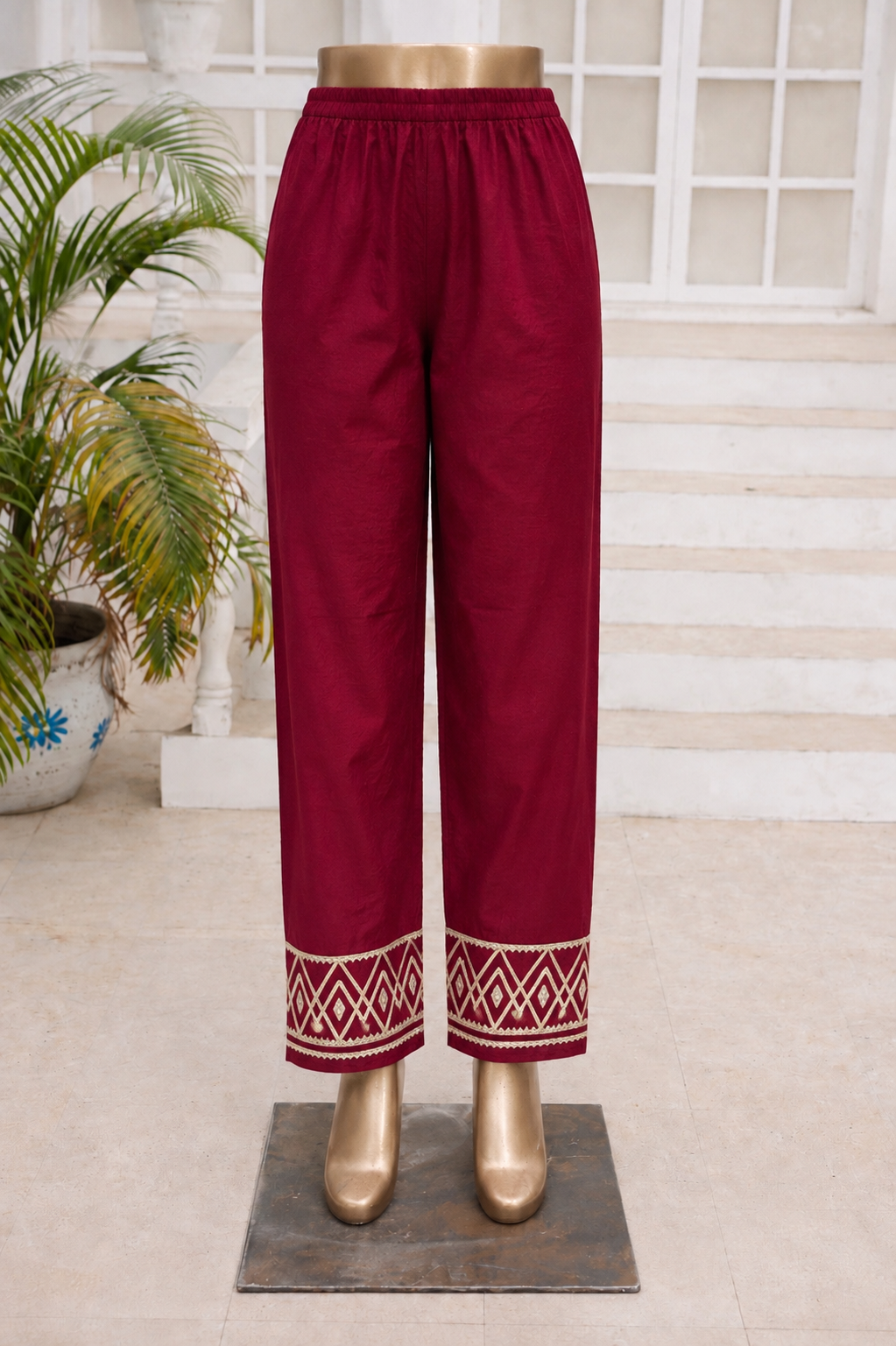SADA BAHAR | Stitched Embroidered Raw Silk Trousers
