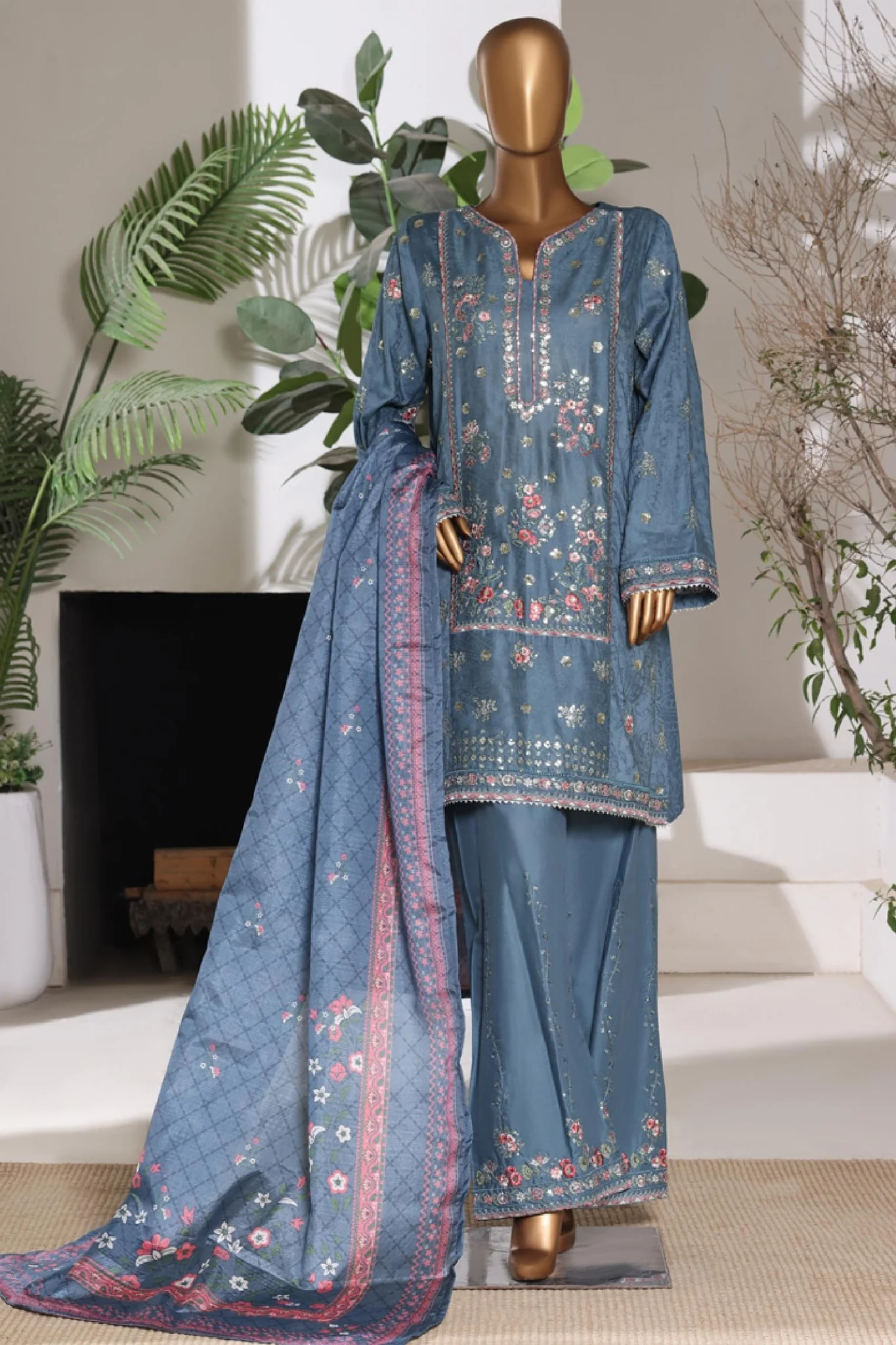 BIN SAEED | Stitched 3pc Embroidered Jacquard Lawn
