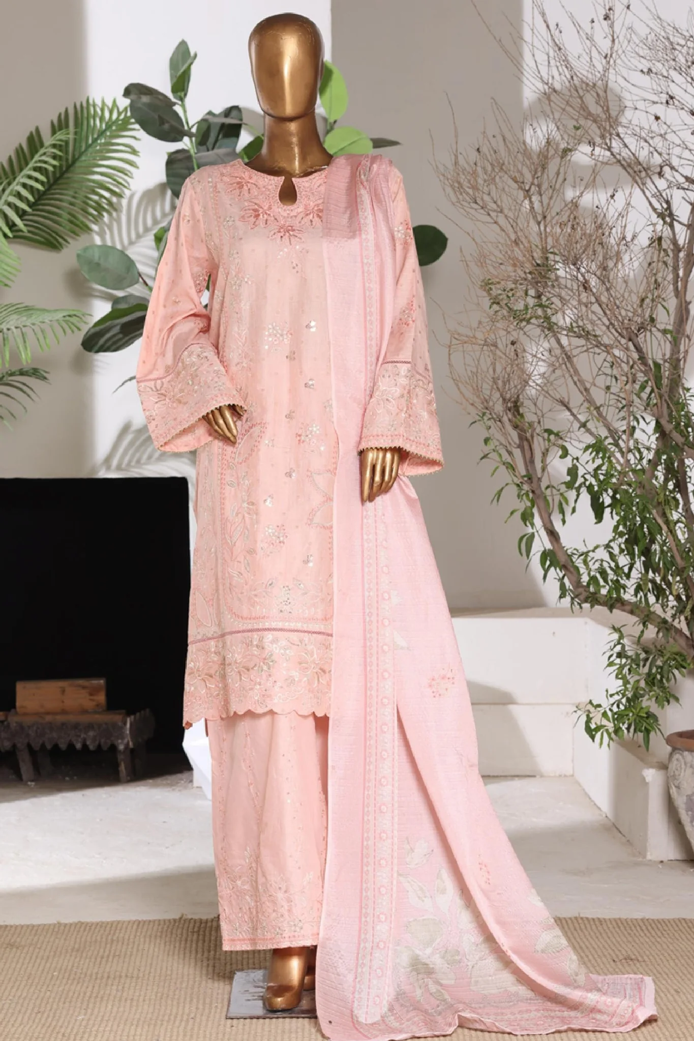 BIN SAEED | Stitched 3pc Embroidered Jacquard Lawn