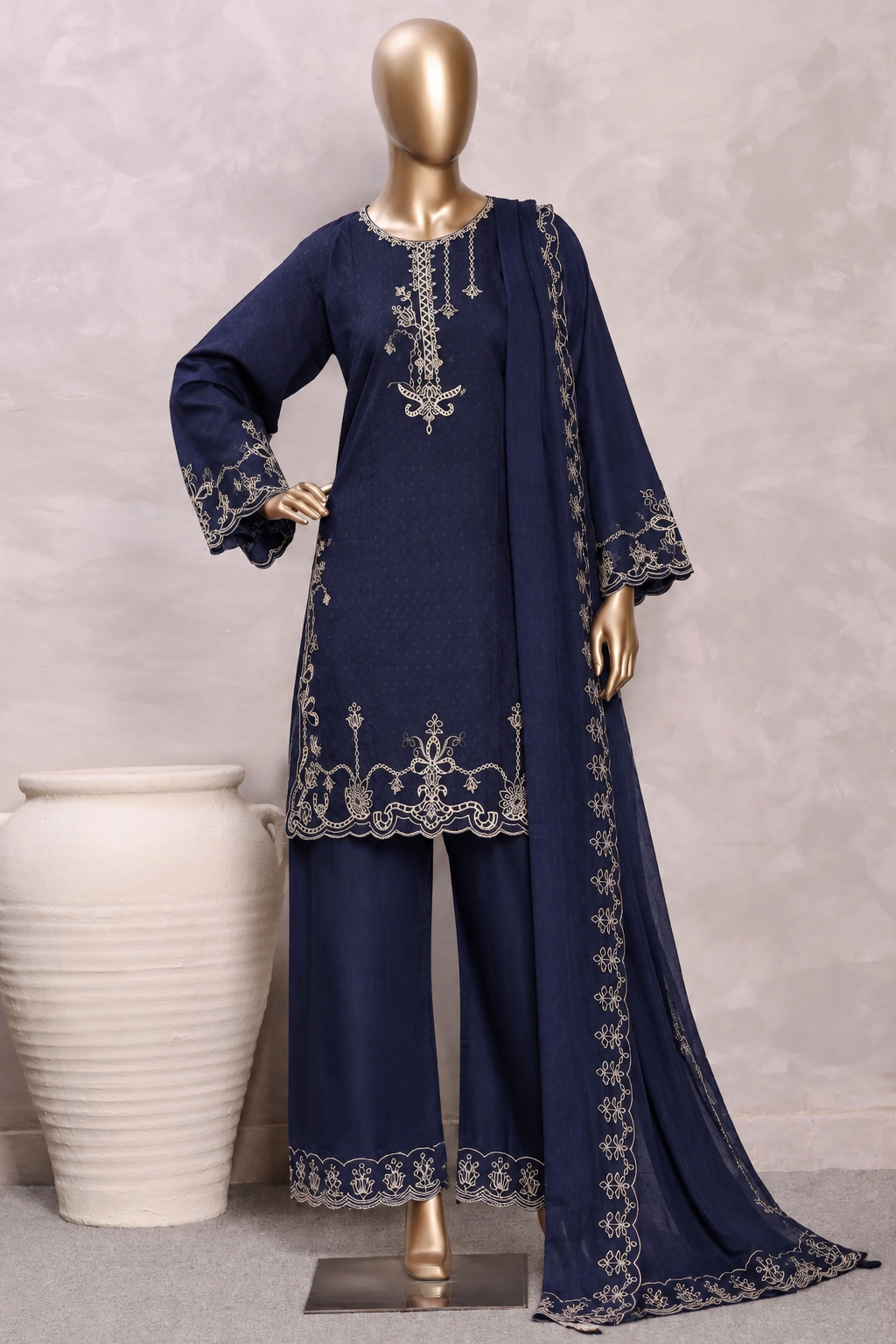 Bin Saeed | Stitch 3pc Embroidered Marina with shawl